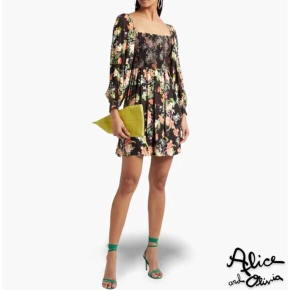 Alice + Olivia 4 Cooper Floral Smocked Mini Dress - Picture 2 of 9